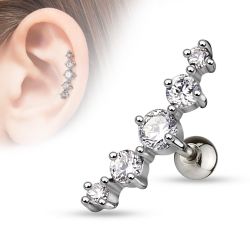 Tragus piercing med 5st ädelstenar