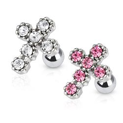 Tragus/helix piercing med kors