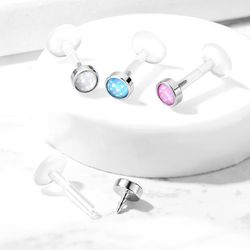 Bioflex labret med opalsten