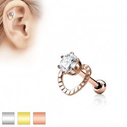 Tragus med Cz sten och hjärta