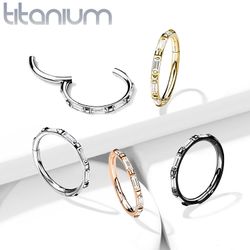 Piercingring G23 titan med vita ädelstenar