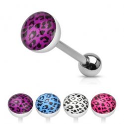 Tungpiercing med leopard mönster