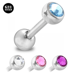 Tungpiercing i titan med ädelsten