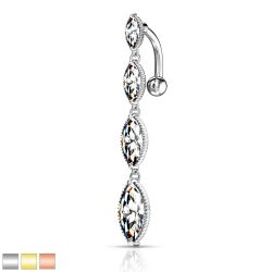 Navelpiercing med marquise slipade stenar