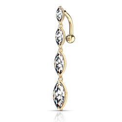 Navelpiercing med marquise slipade stenar