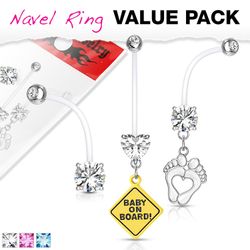 3-pack gravidpiercingar