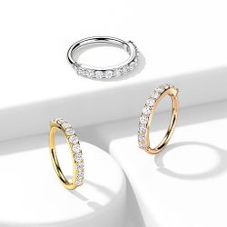 Piercingring med inbäddade ädelstenar