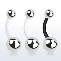 Navelpiercing med bioflex stav och stål bollar