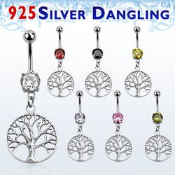 Navelpiercing i 925 sterling silver med livets träd