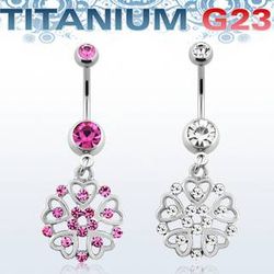 Navelpiercing i G23 titan med ädelstensmönster