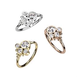 Piercingring med ädelstensblomma