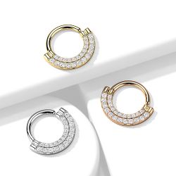 Piercingring med ädelstenar i två rader