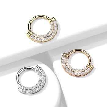 Piercingring med ädelstenar i två rader