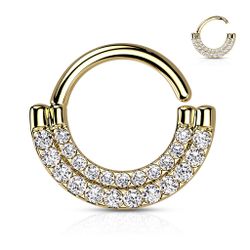 Piercingring med ädelstenar i två rader
