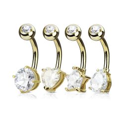 4 pack guldpläterad navelpiercing med olika slipningar