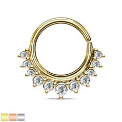 Piercingring med små vita ädelstenar i en halv cirkel