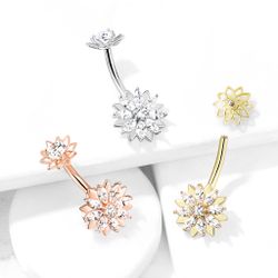 Navelpiercing med Lotusblomma