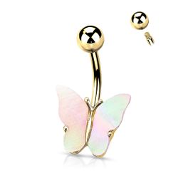 Navelpiercing med skimrande fjäril