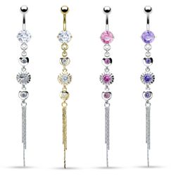 Navelpiercing med stenar