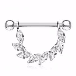 Bröstbarbell med marquise slipade stenar