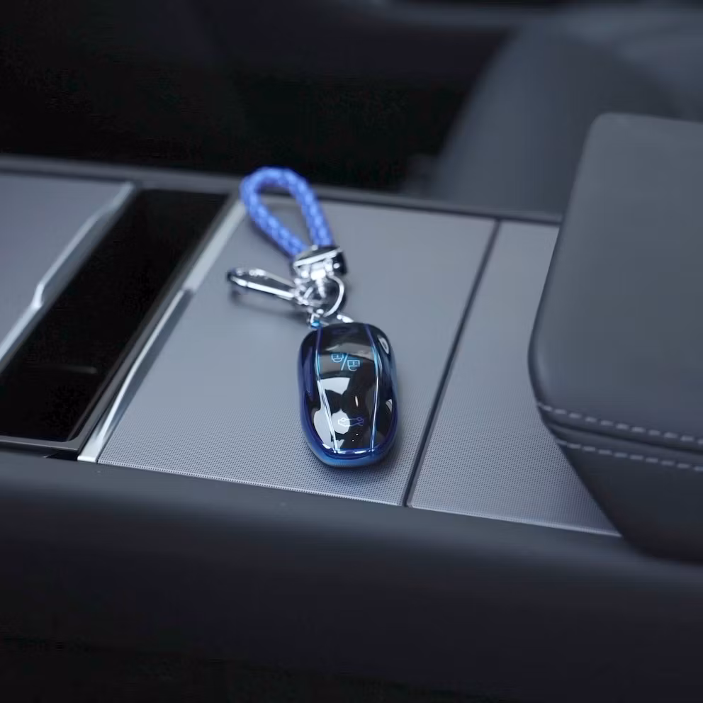 Nyckelhållare - mjuk TPE - blå - Tesla Model S/3/Y