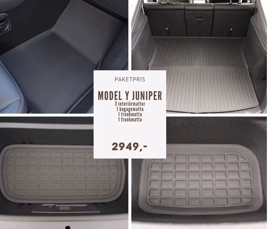 Prisvärt paket med mattor i XPE till Tesla Model Y Juniper