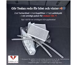 Höstpaket - torkarblad, kupéfilter, laddskydd - Tesla Model 3/Y