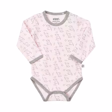 Pippi Body - rosa med elefantmönster