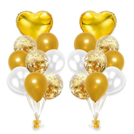 Hjärtformad folierad ballong + Konfetti ballongkit i guld