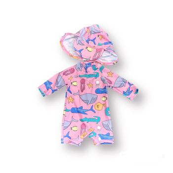 Rosa uv-dräkt med solhatt