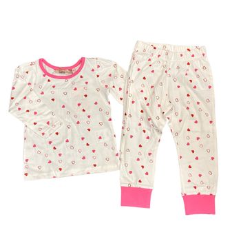 Vit pyjamas hjärtan Stl 110/116