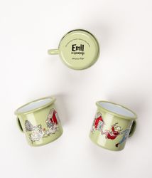 Emaljmugg grön Emil & Ida 2,5 dl