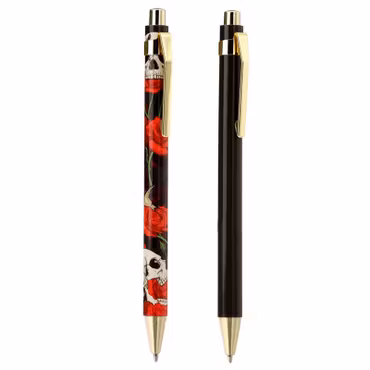 2-pack pennor Skulls & roses