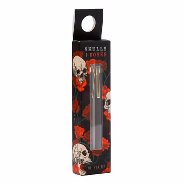 2-pack pennor Skulls & roses