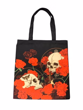 Svart Tygväska Skulls and roses