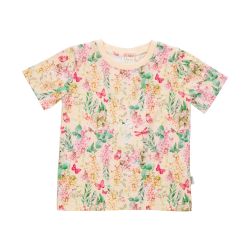 Ljusgul t-shirt med syrener stl 116-128