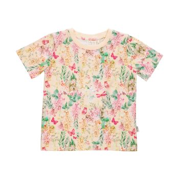 Ljusgul t-shirt med syrener stl 116-128