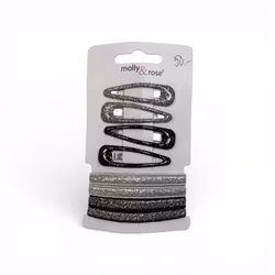 Hårklämmor och hårband svart/silver