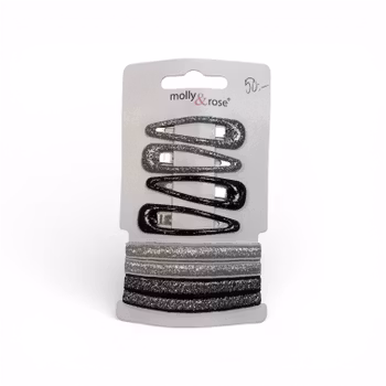 Hårklämmor och hårband svart/silver