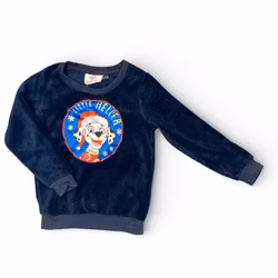 Mörkblå fluffig tröja stl 110/116