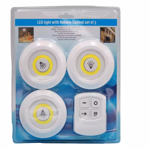 3-Pack LED Spotlights batteridriven  med fjärrkontroll