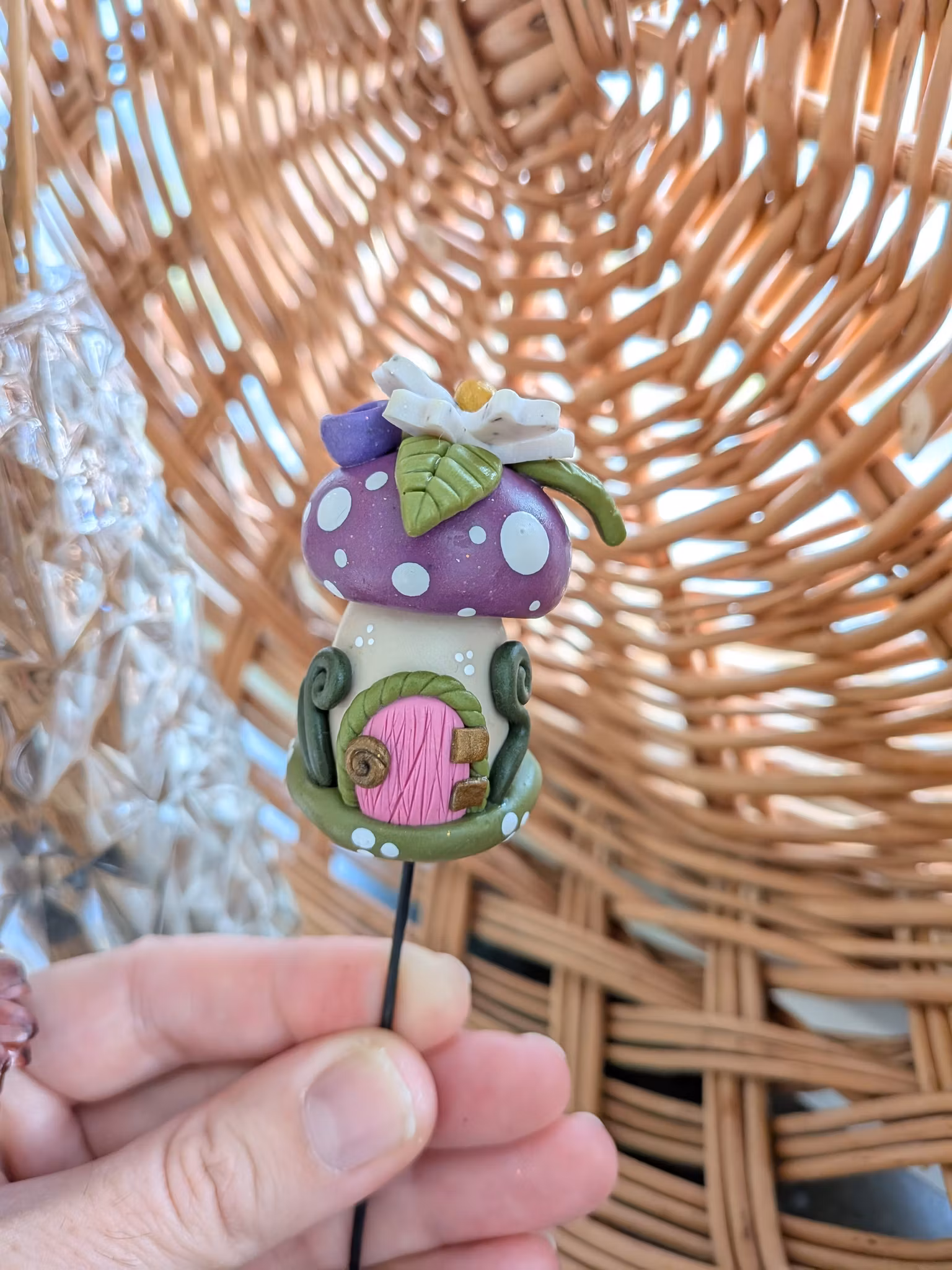 Blompinne- Lila svamphus med blomma