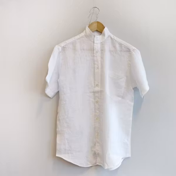 New Porlamar ståkrage – linneskjorta med kort ärm