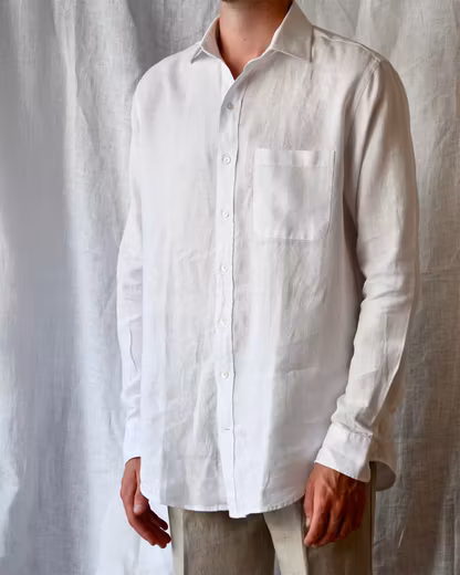 Porlamar vit – linneskjorta med krage