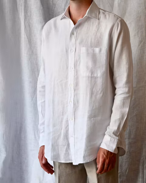 Porlamar vit – linneskjorta med krage