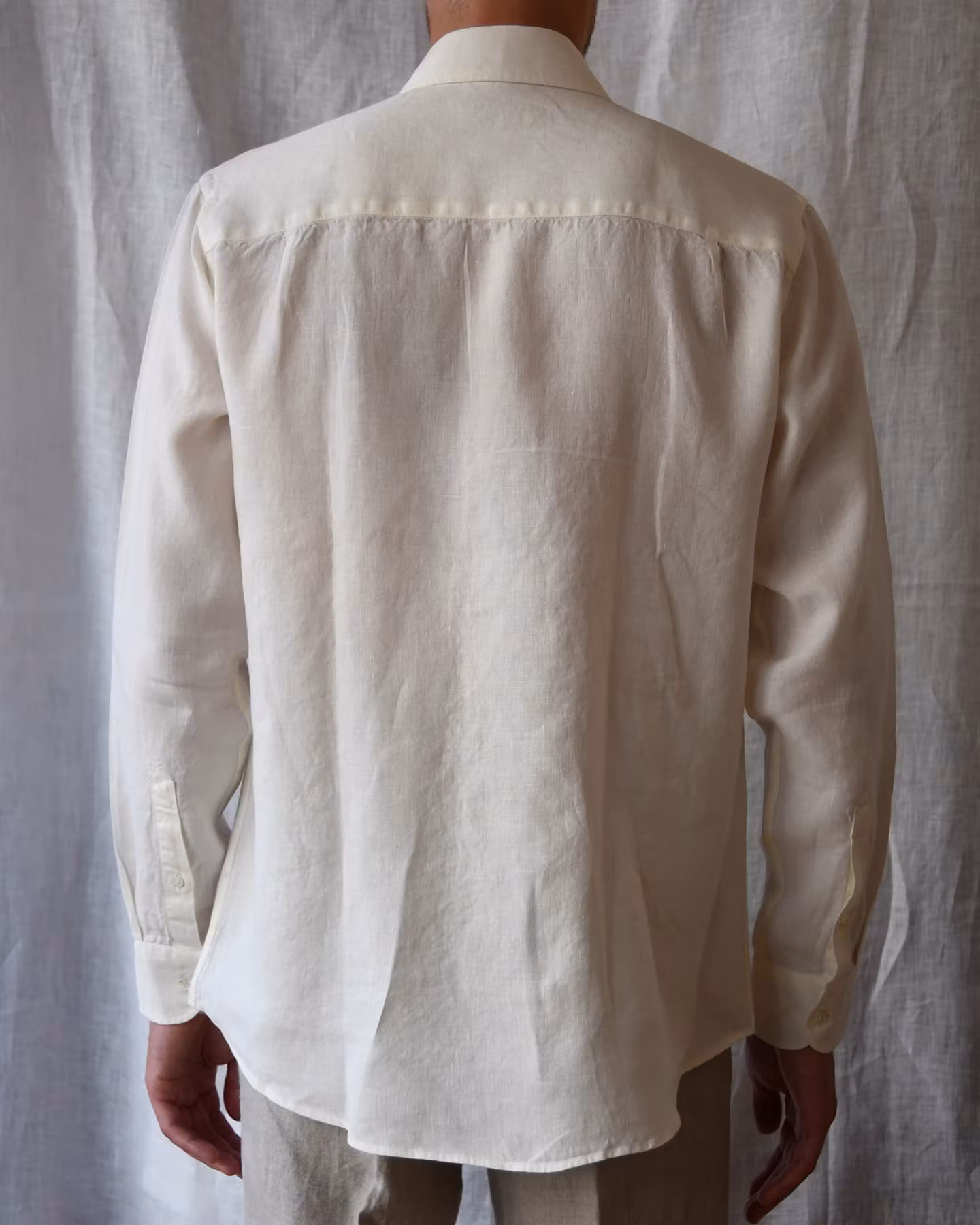 Porlamar off-white – linneskjorta med krage