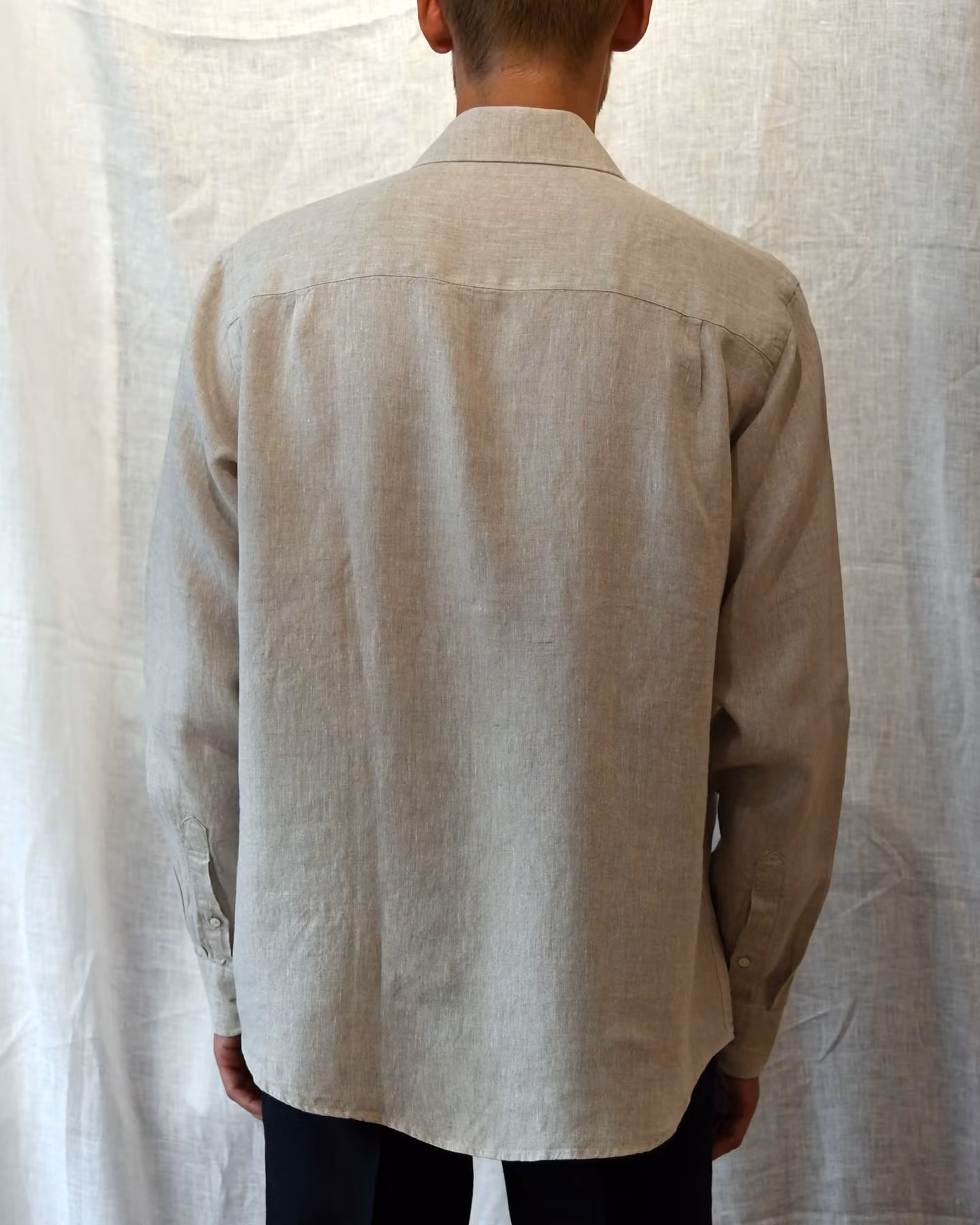 Porlamar beige – linneskjorta med krage