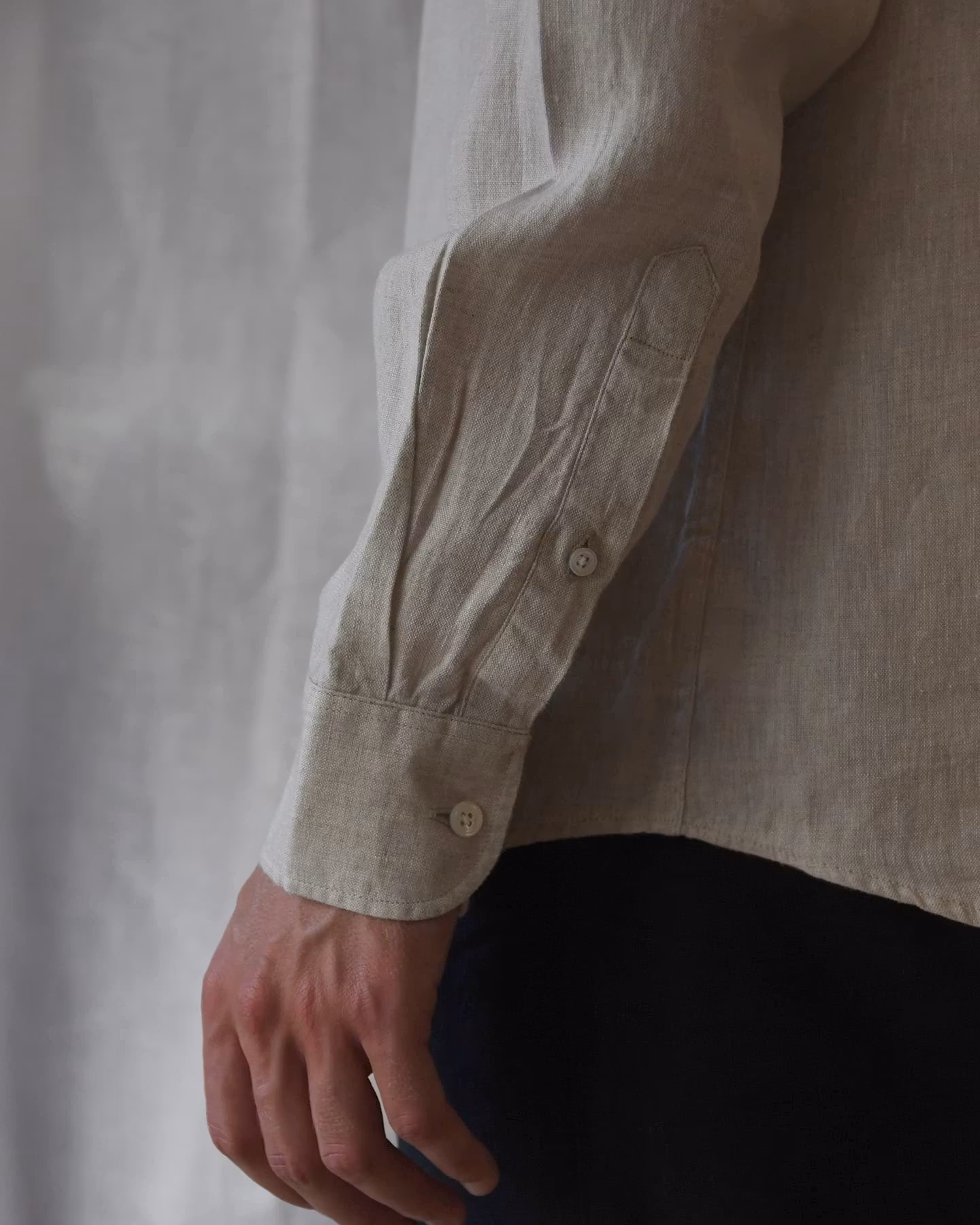 Porlamar beige – linneskjorta med krage