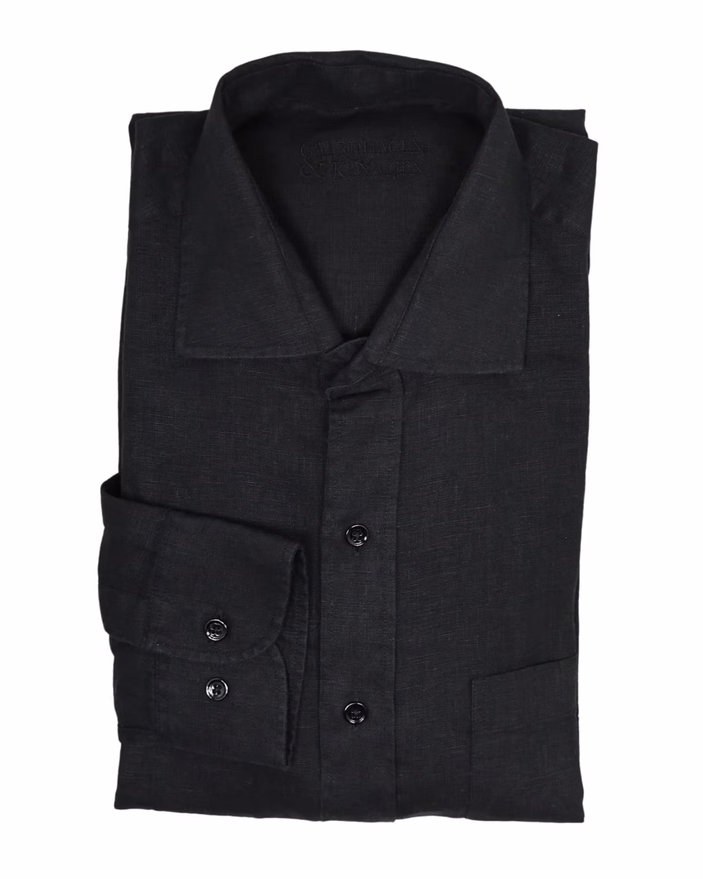 Porlamar svart – linneskjorta med krage