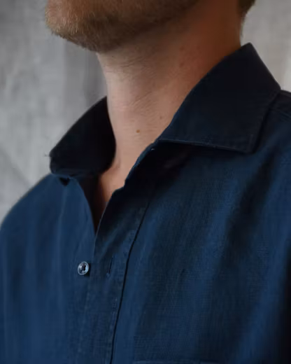 Porlamar navy – linneskjorta med krage